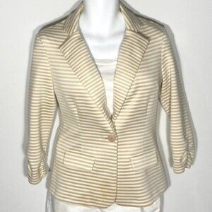 Soho Neutral Khaki & Ivory Stiped One Button Blazer SZ S